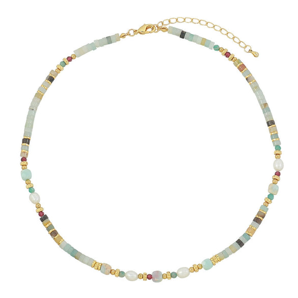 Malachite Freshwater Pearl Stone Handmade Retro Geometric Women's Necklace