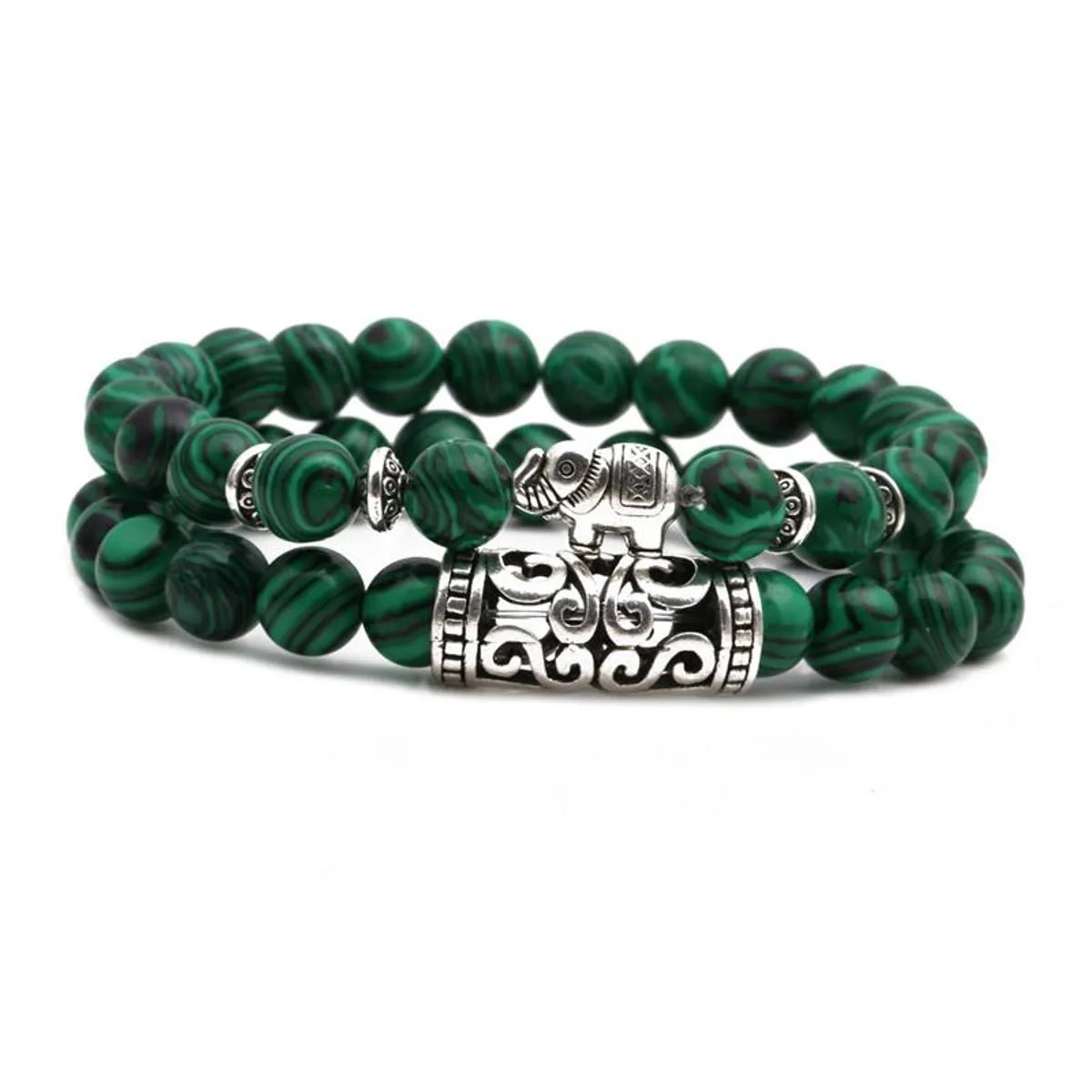 Malachite Owl Buddha Head Elbow Set Bracelet Lion Head Elephant Beaded Bracelet