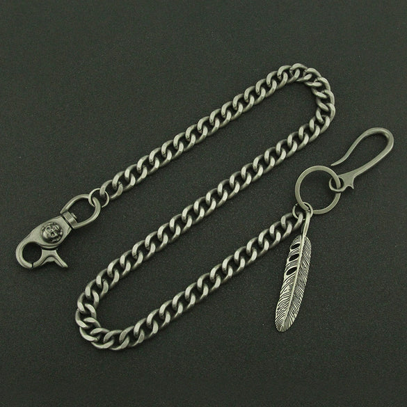 Male Hiphop Style Metal Hollow Leaves Waist Chain Pendant Decorative Pants Chain