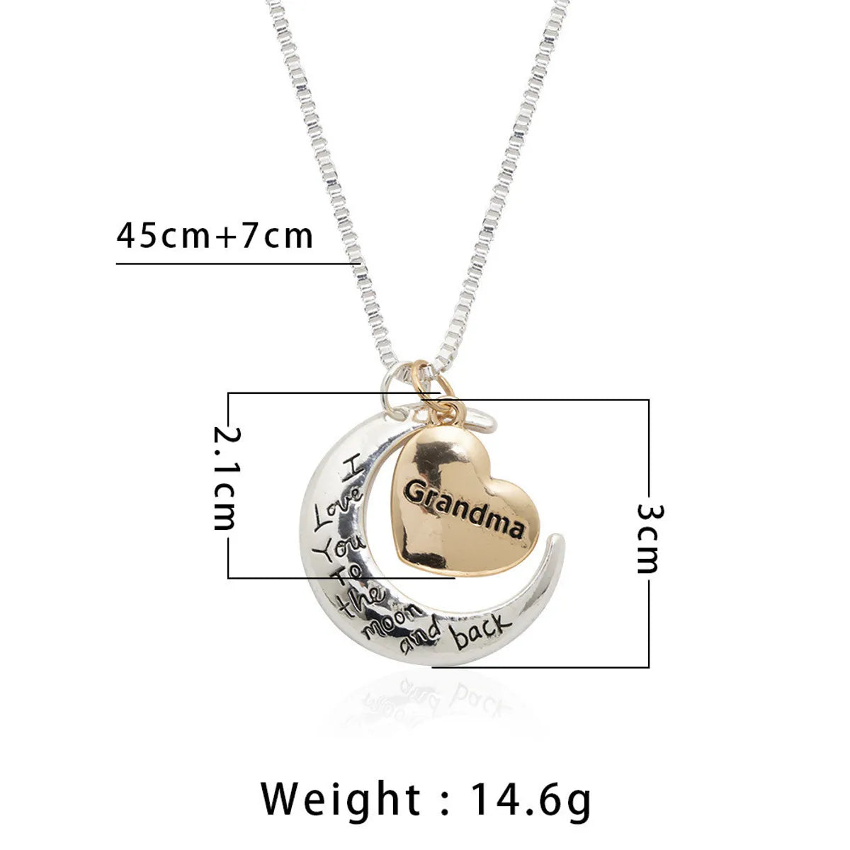 Mama Letter Moon Heart Shape Metal Copper Inlay Rhinestones Zircon Mother's Day Women's Pendant Necklace