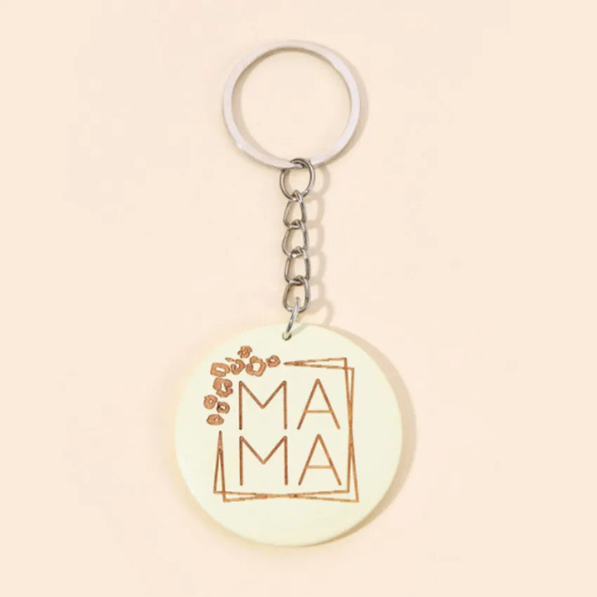 Mama Letter Solid Color Wood Mother'S Day Women'S Bag Pendant Keychain