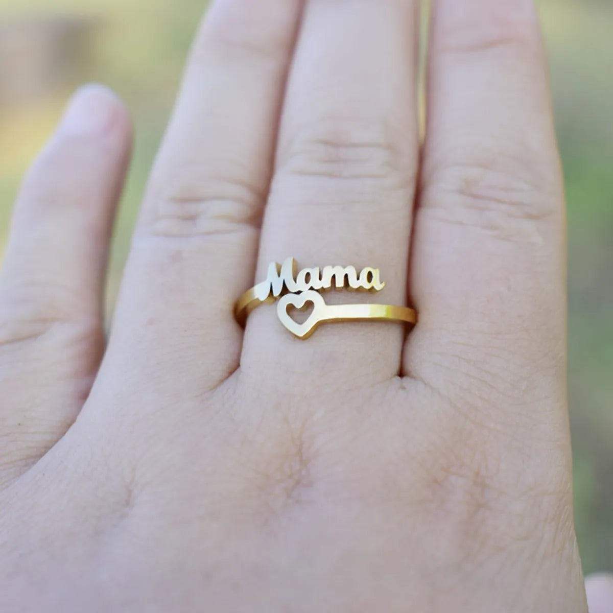 Mama Letter Titanium Steel Plating Open Ring