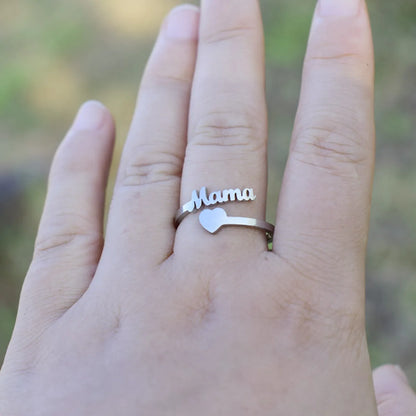 Mama Letter Titanium Steel Plating Open Ring