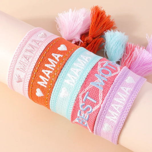 Mama Modern Style Letter Fabric Wholesale Bracelets