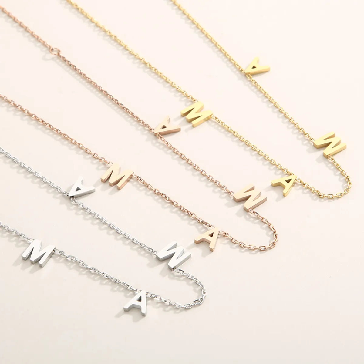 Mama Simple Style Letter Solid Color Stainless Steel Plating 18k Gold Plated Necklace