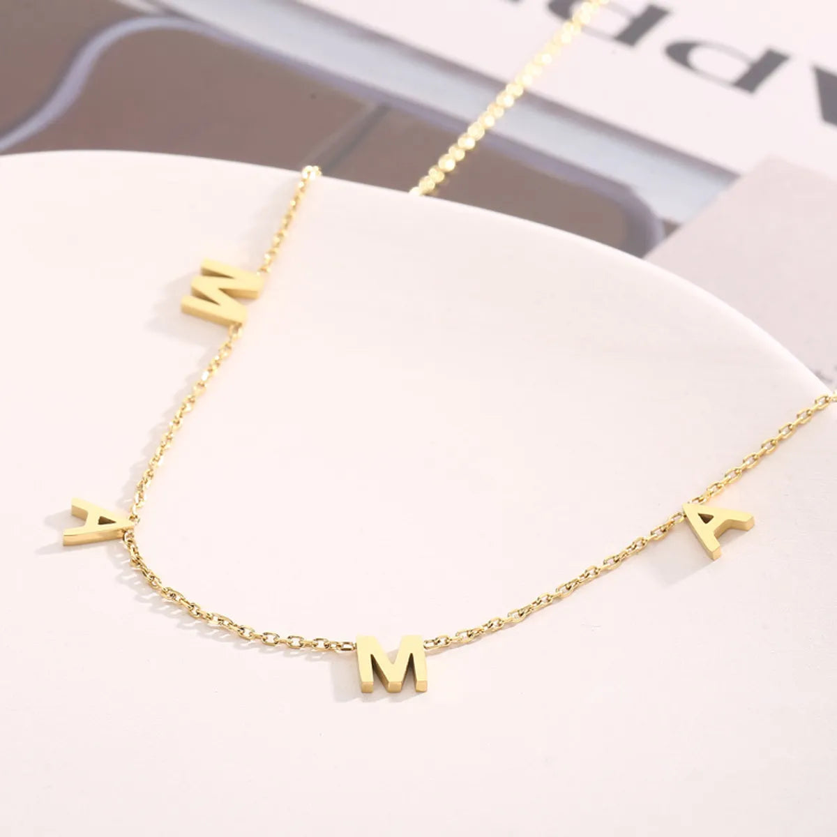 Mama Simple Style Letter Solid Color Stainless Steel Plating 18k Gold Plated Necklace