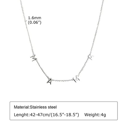 304 Stainless Steel MAMA Simple Style Plating Letter Necklace