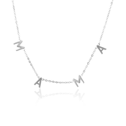 Mama Simple Style Letter Sterling Silver Inlay Zircon Necklace