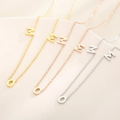 Mama Simple Style Solid Color Stainless Steel Plating 18k Gold Plated Necklace