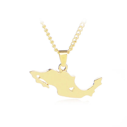 Map Shape Pendant Necklace Clavicle Chain Simple Mexico Map Sweater Chain Necklace Wholesale Gooddiy