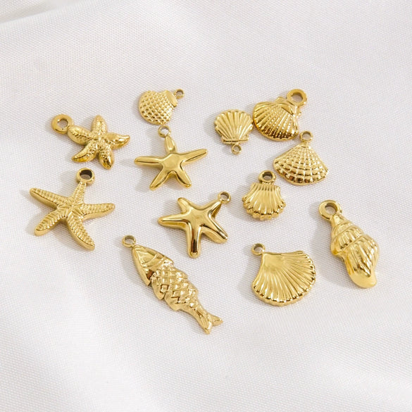 Marine Element Series Stainless Steel Zircon Geometric Pendant Necklace Bracelet Accessories With Vacuum In Furnace Electroplating