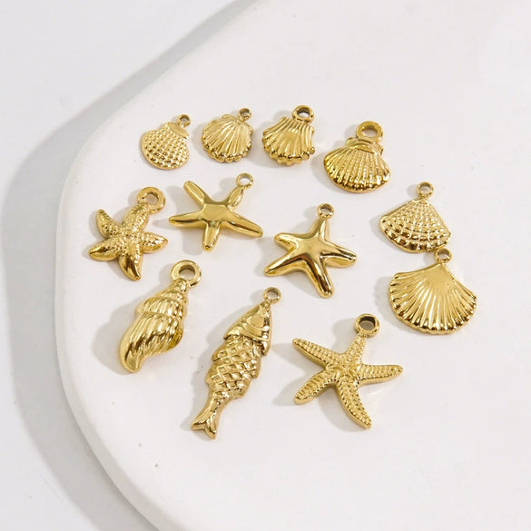 Marine Element Series Stainless Steel Zircon Geometric Pendant Necklace Bracelet Accessories With Vacuum In Furnace Electroplating