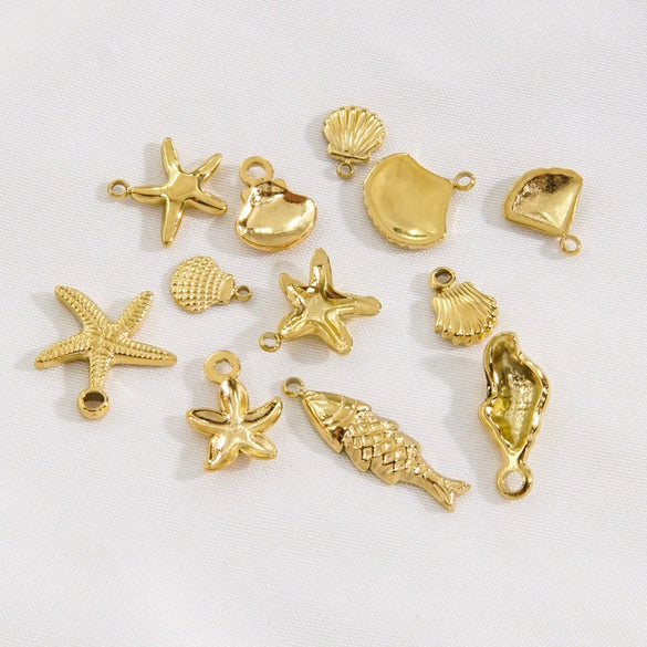 Marine Element Series Stainless Steel Zircon Geometric Pendant Necklace Bracelet Accessories With Vacuum In Furnace Electroplating