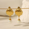 Marine Element Titanium Steel Stainless Steel Scallop Geometric Electroplated Women's Earrings