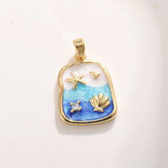Marine Jewelry Accessories Copper Animal Style Shell Starfish Conch Fish Pendant Electroplated