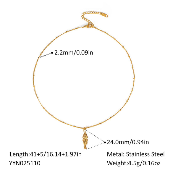 Marine Pendant Necklace Stainless Steel Jewelry With Ocean Breeze Style Pvd Furnace Vacuum Real Gold Plated