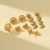 Marine Scallop Stainless Steel 18K Electroplated Retro Women's Earrings