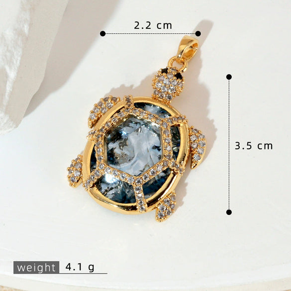 Marine Series Animal Turtle Pendant Necklace Copper Microinlaid Electroplating