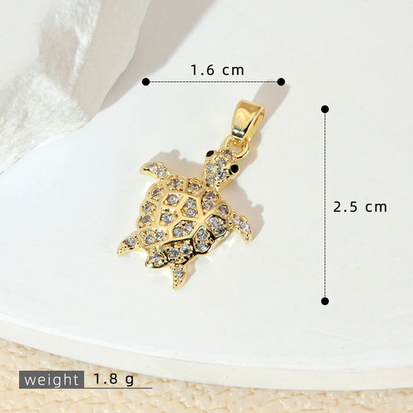 Marine Series Animal Turtle Pendant Necklace Copper Microinlaid Electroplating