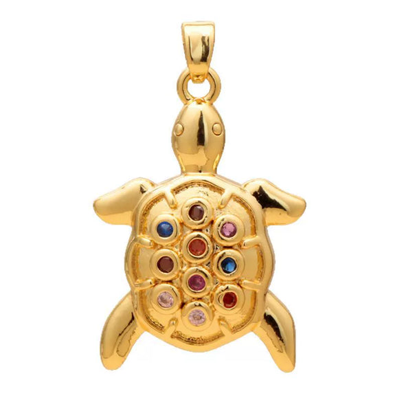 Marine Series Animal Turtle Pendant Necklace Copper Microinlaid Electroplating
