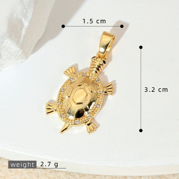 Marine Series Animal Turtle Pendant Necklace Copper Microinlaid Electroplating