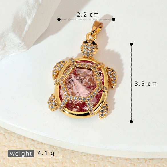 Marine Series Animal Turtle Pendant Necklace Copper Microinlaid Electroplating