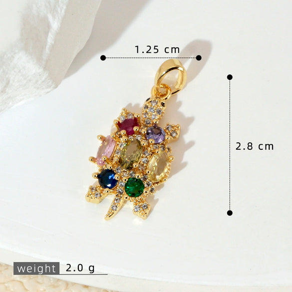 Marine Series Animal Turtle Pendant Necklace Copper Microinlaid Electroplating