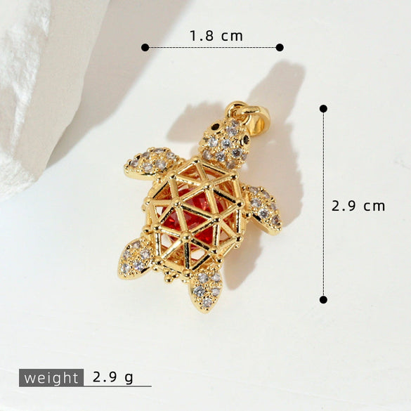 Marine Series Animal Turtle Pendant Necklace Copper Microinlaid Electroplating
