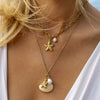 Marine Series Pearl Starfish Shell Necklace Jewelry Stainless Steel Titanium Steel Geometric Electroplated For Women