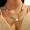 Marine Series Shell And Rice Beads Handmade Geometric Necklace