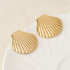 Marine Series Shell Fanshaped Earrings Stainless Steel 18K Gold Polish Women's