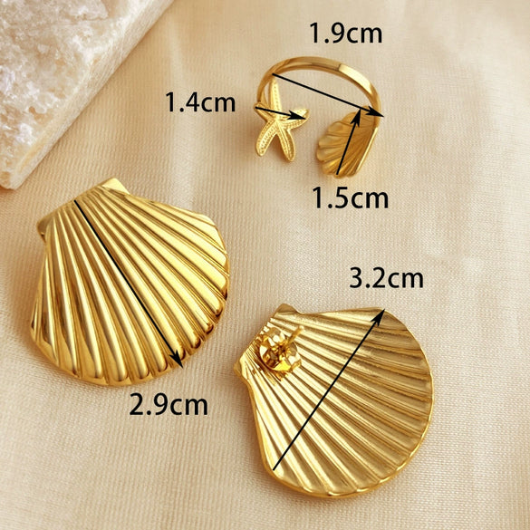 Marine Series Stainless Steel Geometric Heart Style Electroplated Earrings For Couple