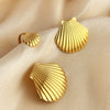 Marine Series Stainless Steel Geometric Heart Style Electroplated Earrings For Couple