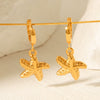 Marine Series Stainless Steel Geometric Starfish Earrings For Women 18K Goldplated