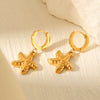 Marine Series Stainless Steel Geometric Starfish Earrings For Women 18K Goldplated