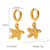 Marine Series Stainless Steel Geometric Starfish Earrings For Women 18K Goldplated