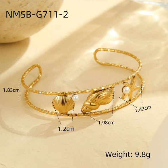 Marine Series Starfish Conch Stainless Steel Electroplated Fashion Elegant Bracelet