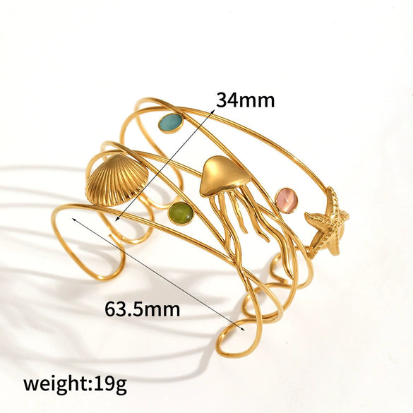 Marine Style Animal Stainless Steel Bracelet For Women With Electroplating