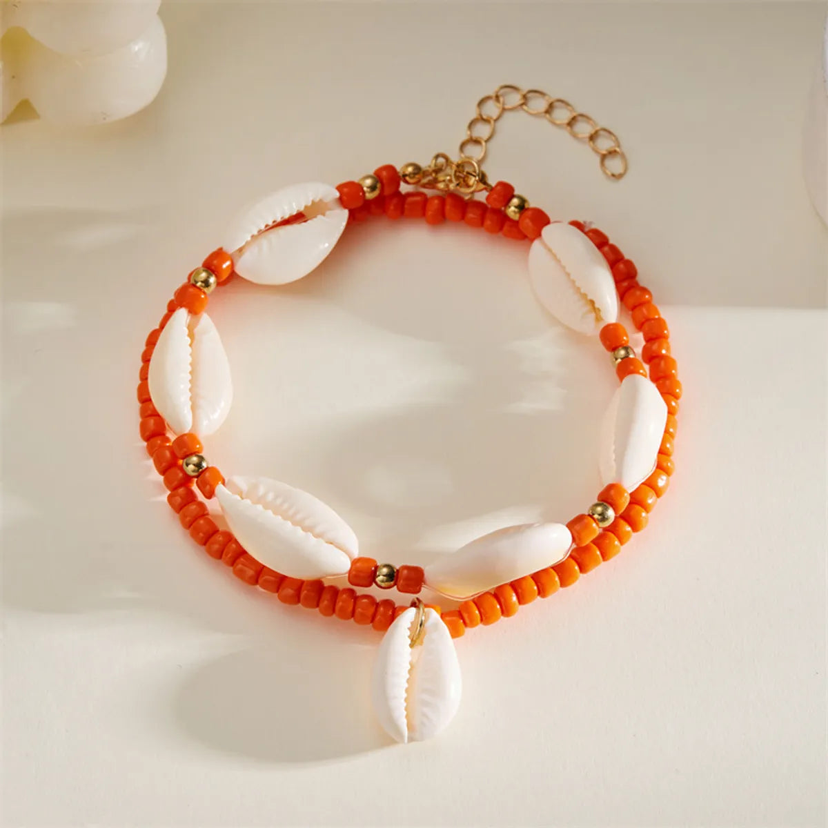 Marine Style Beach Pastoral Shell Plastic Shell Beaded Women'S Anklet