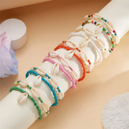 Marine Style Beach Pastoral Shell Plastic Shell Beaded Women'S Anklet