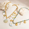 Marine Style Beach Sun Starfish Shell 304 Stainless Steel Cable Chain Pendant Necklaces Wholesale
