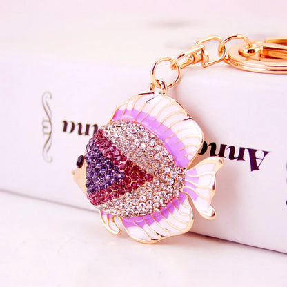 Marine Style Fish Alloy Inlaid Zircon Women'S Bag Pendant Keychain