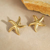 Marine Style Seahorse Starfish Geometric Earrings Stainless Steel 18K Electroplated Ear Jewelry