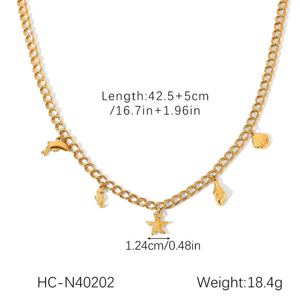 Marine Style Stainless Steel And Titanium Steel Animal Zodiac Pendant Necklace And Bracelet For Women With Electroplating