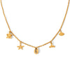 Marine Style Stainless Steel And Titanium Steel Clavicle Chain Necklace With Starfish Shell Turtle Fish Tail Animal Zodiac Star Geometric Pendant And Electroplating