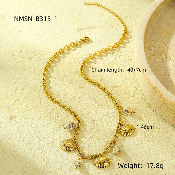 Marine Style Stainless Steel Geometric Design Electroplated Necklace For Women