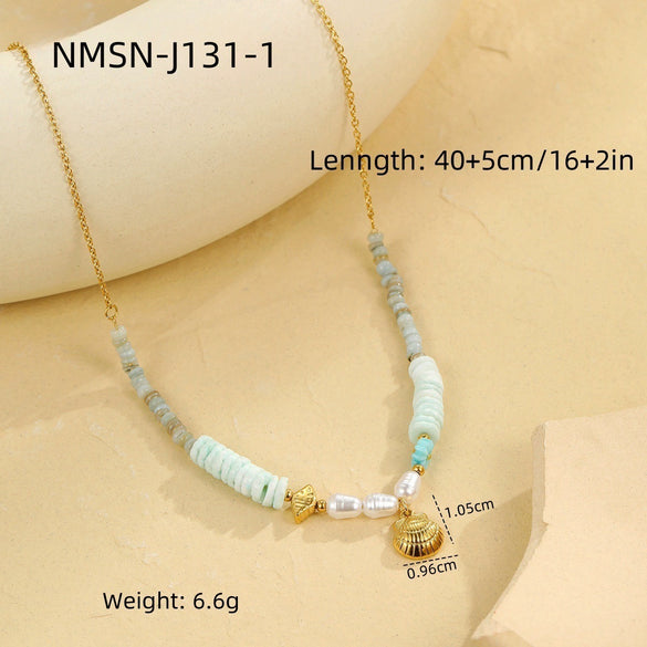 Marine Style Stainless Steel Geometric Design Electroplated Necklace For Women