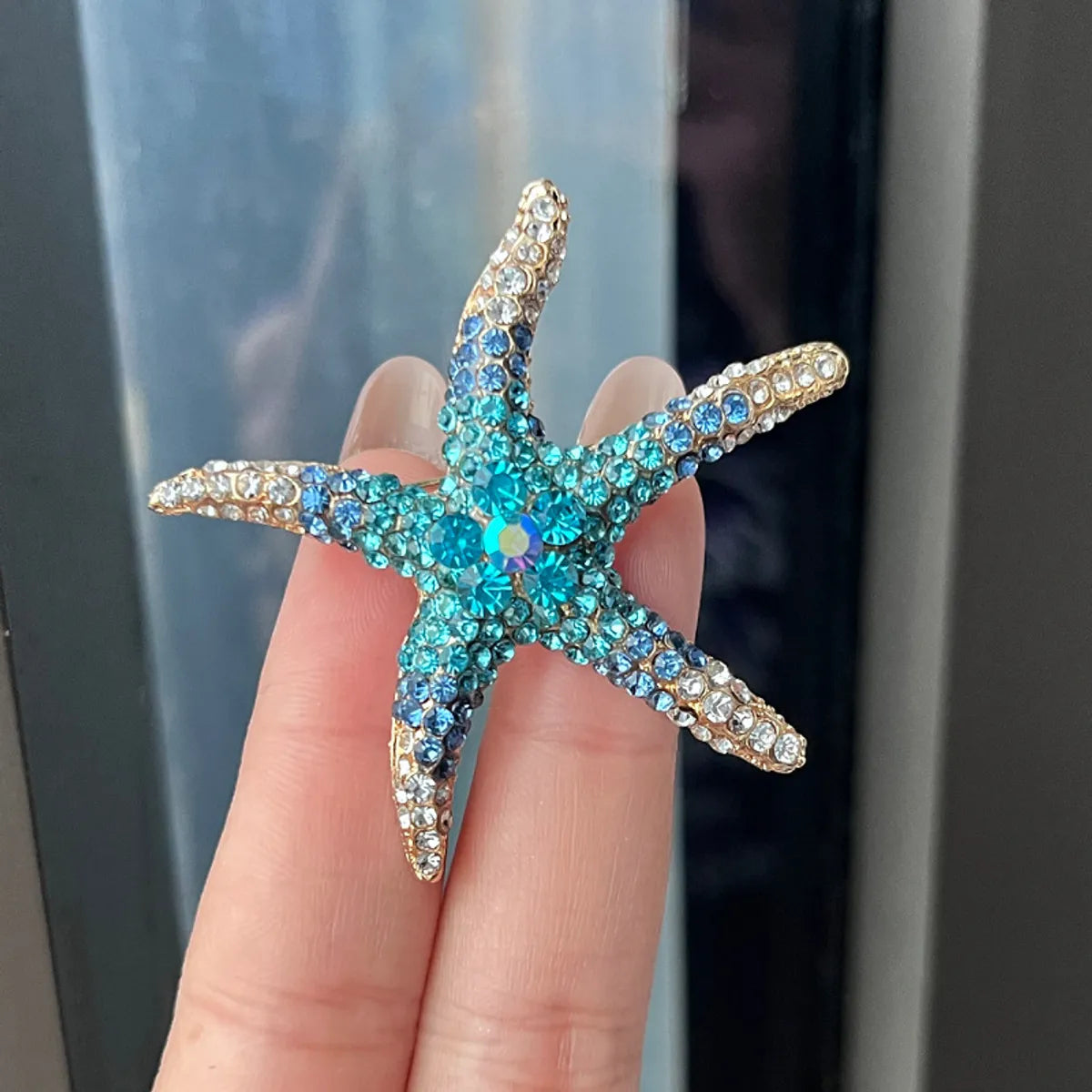 Marine Style Starfish Alloy Plating Inlay Rhinestones Women'S Brooches