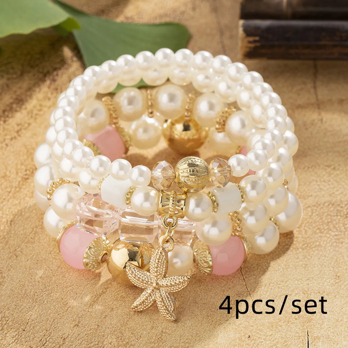 Marine Style Starfish Artificial Pearl Glass Glass Stoving Varnish Unisex Bracelets