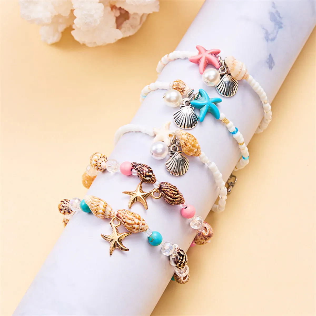 Marine Style Starfish Pearl Shell Seed Bead Shell Wholesale Bracelets